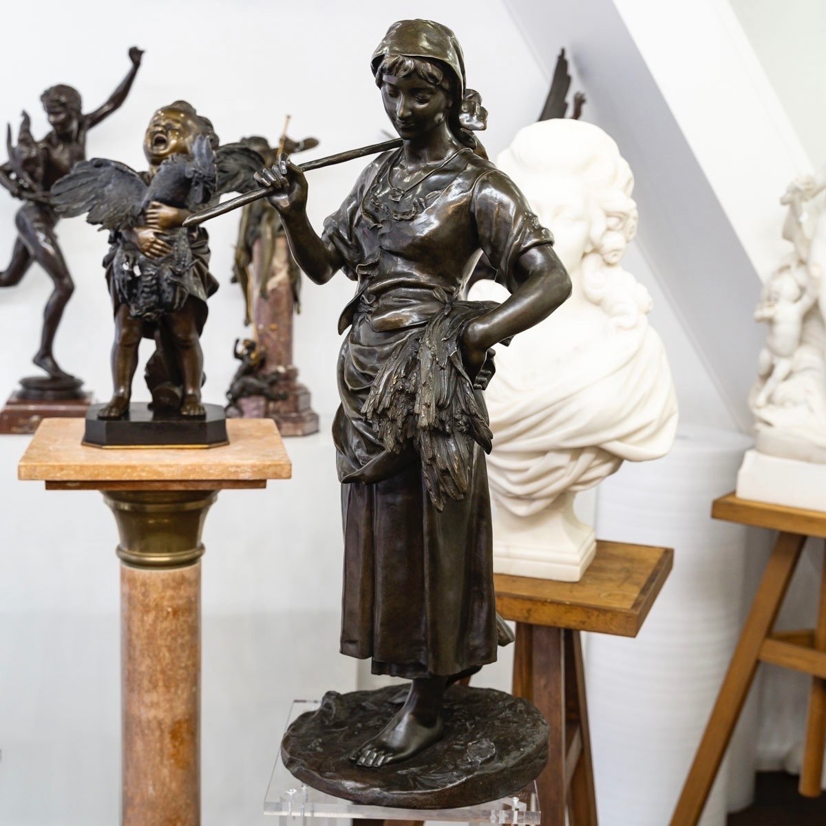 Sculpture - The Gleaner , Eugene Aizelin (1821–1902) - Bronze-photo-2