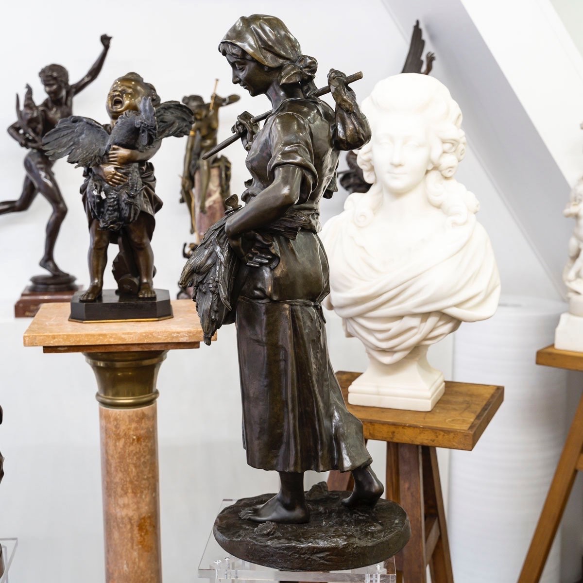 Sculpture - The Gleaner , Eugene Aizelin (1821–1902) - Bronze-photo-3
