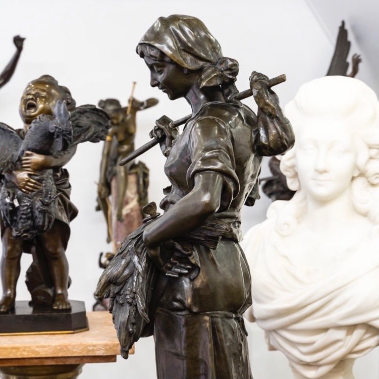 Sculpture - The Gleaner , Eugene Aizelin (1821–1902) - Bronze-photo-4
