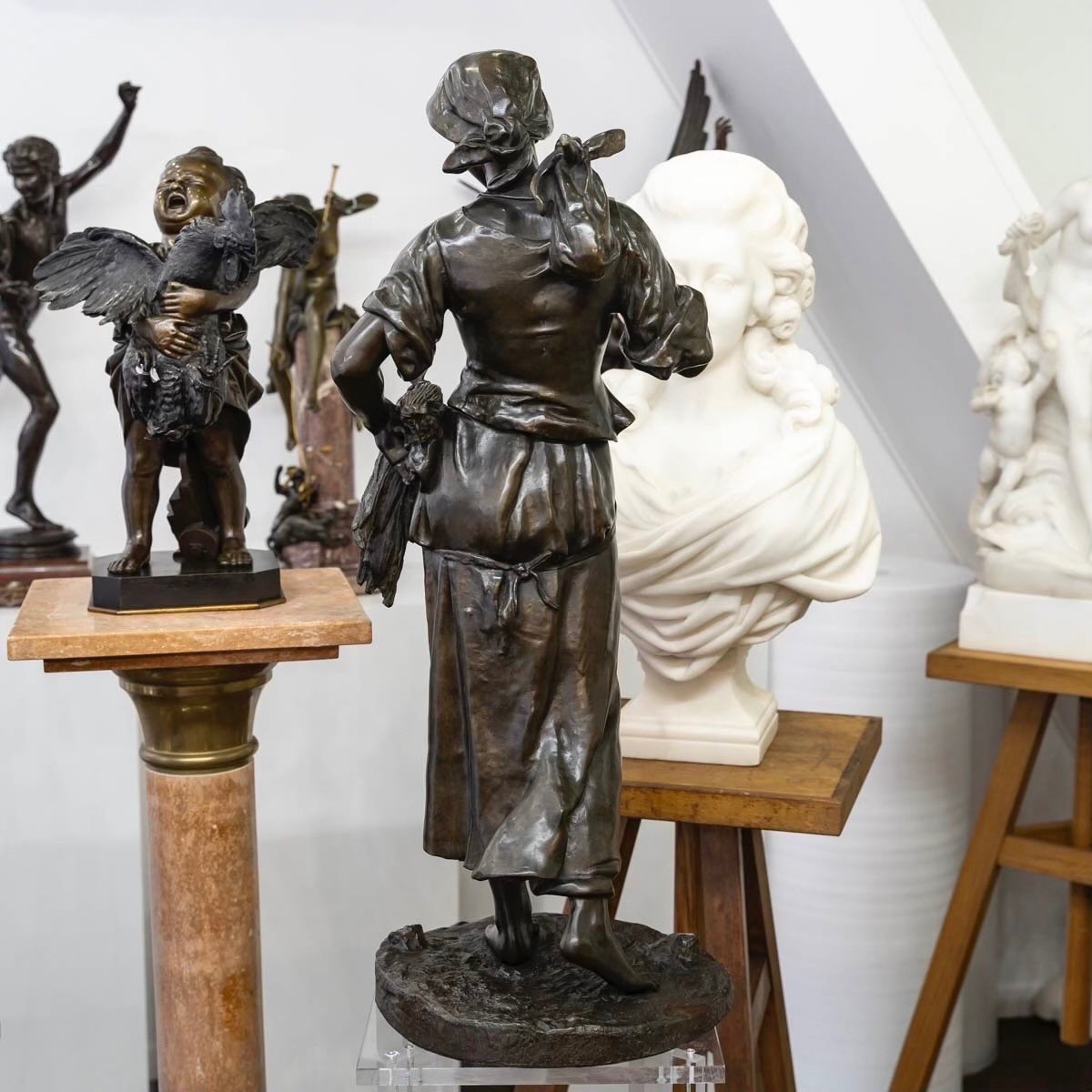 Sculpture - The Gleaner , Eugene Aizelin (1821–1902) - Bronze-photo-2