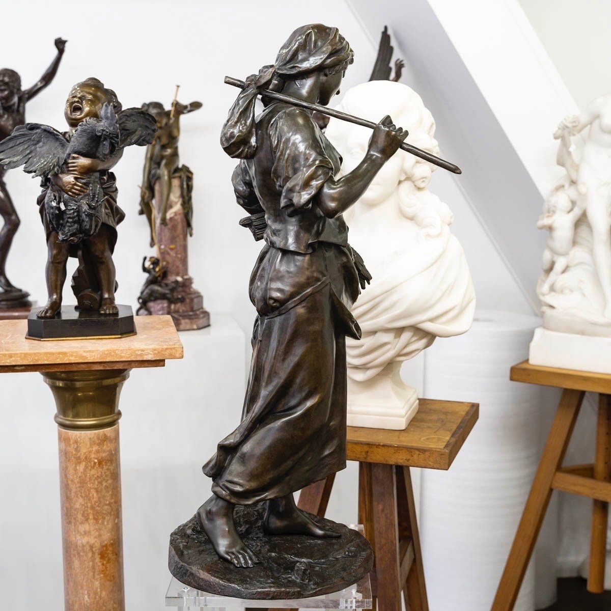 Sculpture - The Gleaner , Eugene Aizelin (1821–1902) - Bronze-photo-3
