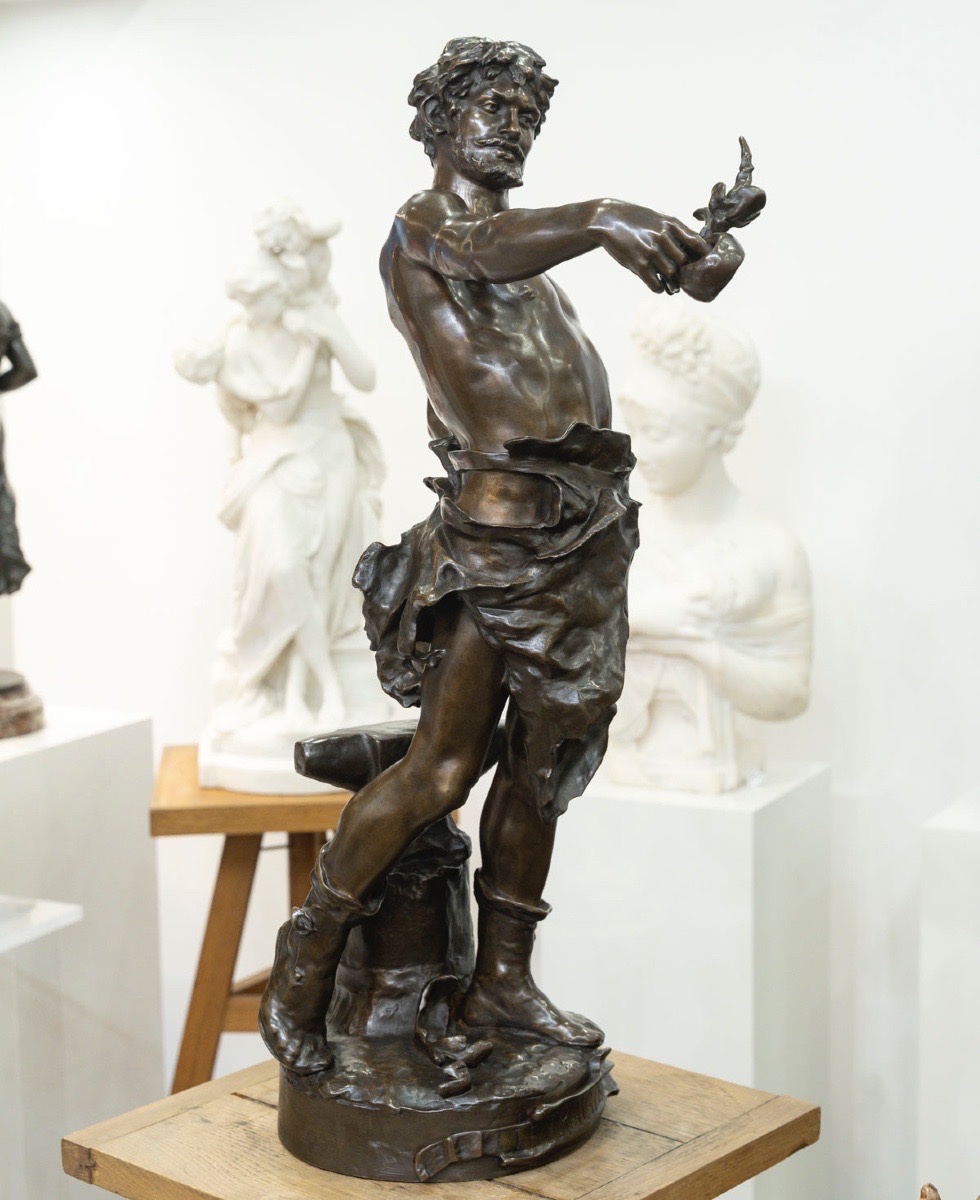 Sculpture - The Work , Eugene Marioton (1857-1933) - Bronze-photo-3