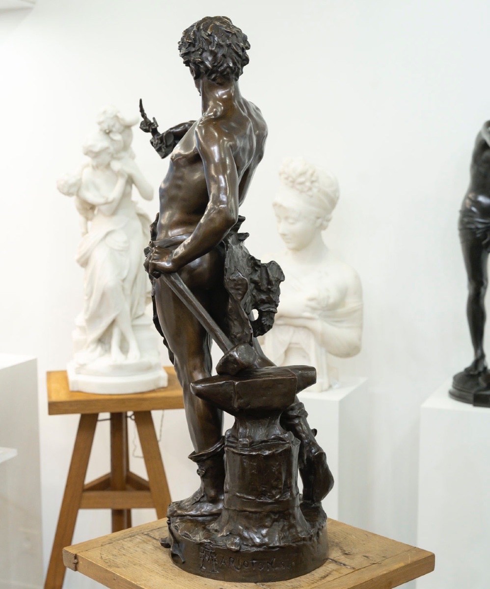 Sculpture - The Work , Eugene Marioton (1857-1933) - Bronze-photo-3