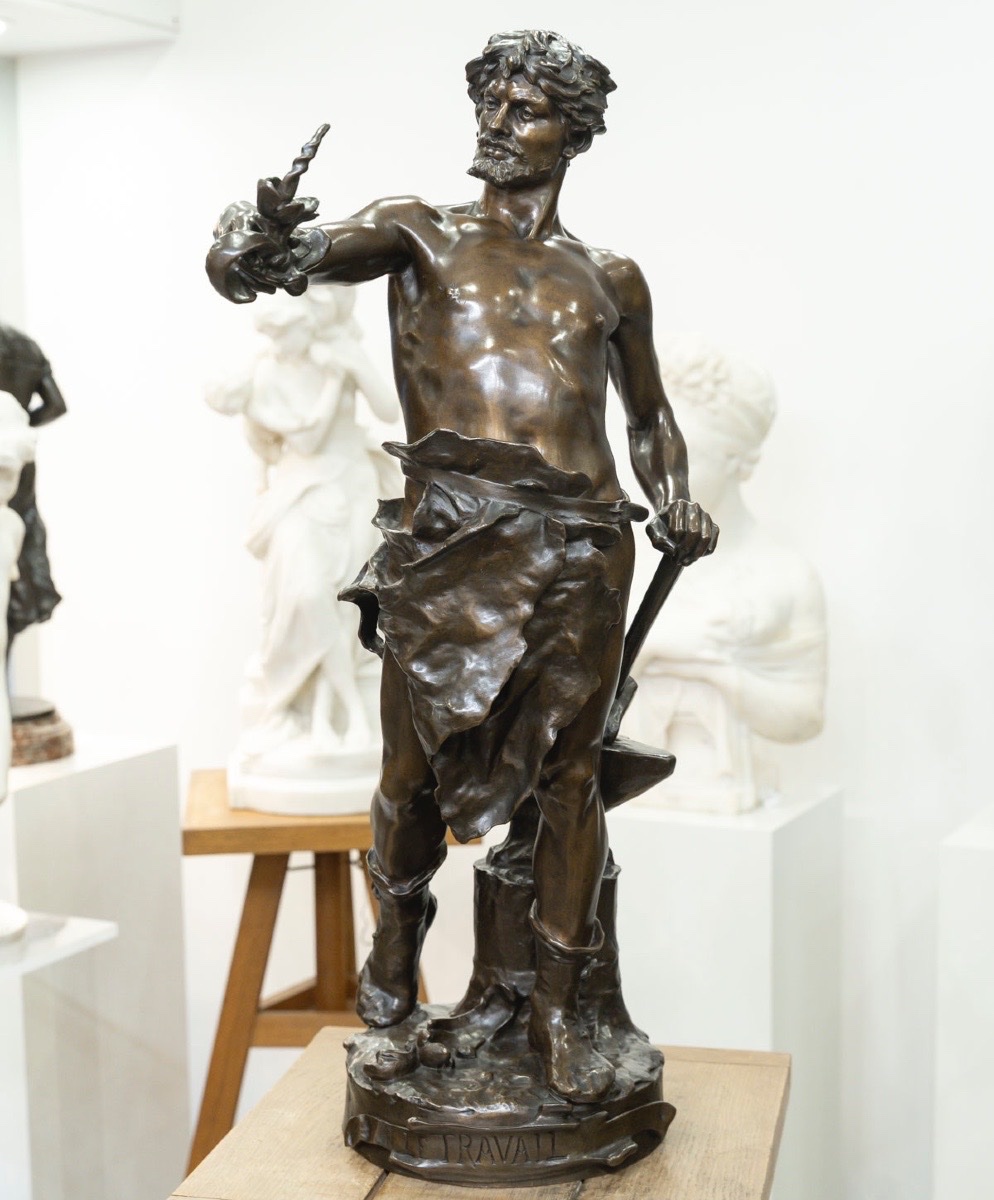 Sculpture - The Work , Eugene Marioton (1857-1933) - Bronze