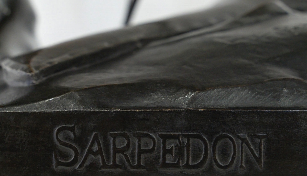 SCULPTURE - SARPÉDON BANDANT SON ARC , HENRI PEINTE (1845-1912) - BRONZE-photo-4
