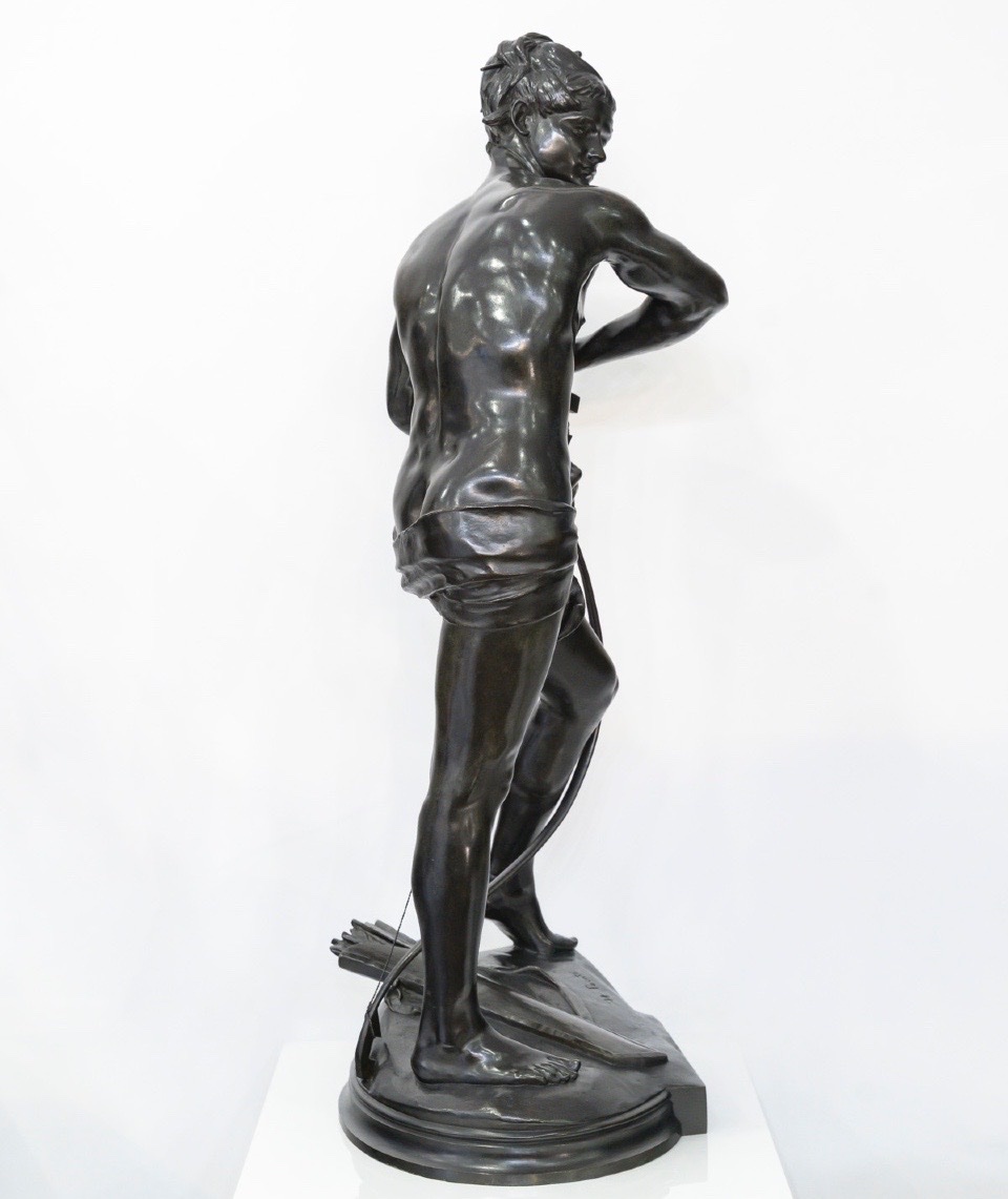 SCULPTURE - SARPÉDON BANDANT SON ARC , HENRI PEINTE (1845-1912) - BRONZE-photo-1