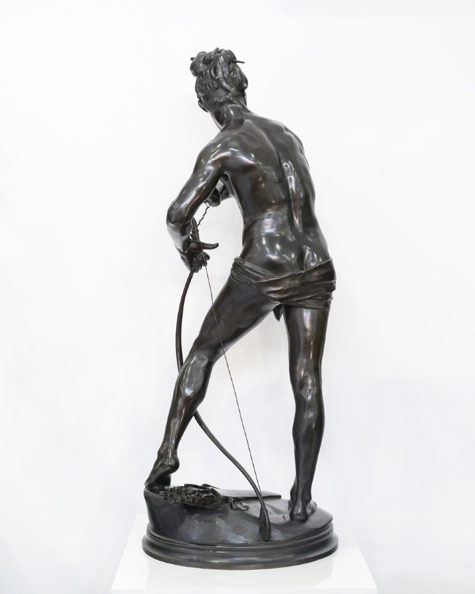 SCULPTURE - SARPÉDON BANDANT SON ARC , HENRI PEINTE (1845-1912) - BRONZE-photo-2