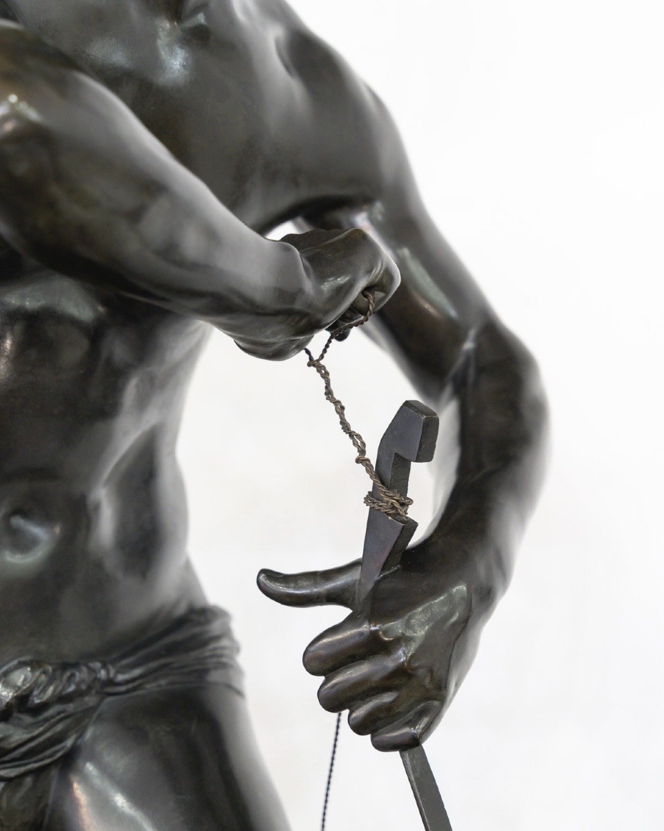 SCULPTURE - SARPÉDON BANDANT SON ARC , HENRI PEINTE (1845-1912) - BRONZE-photo-4