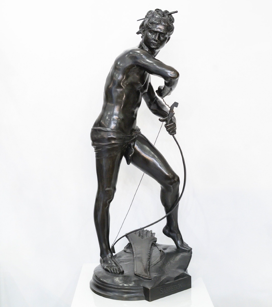 SCULPTURE - SARPÉDON BANDANT SON ARC , HENRI PEINTE (1845-1912) - BRONZE