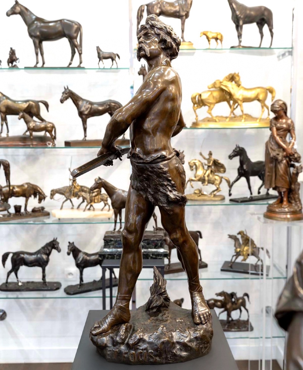 SCULPTURE - "PRO ARIS ET FOCIS" , HENRI FUGÈRE (1872-1944) - BRONZE-photo-2