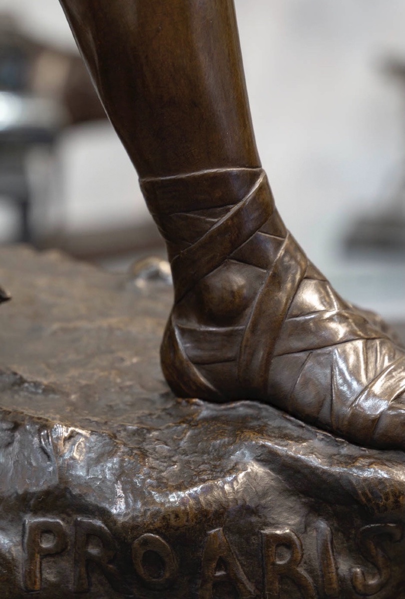 SCULPTURE - "PRO ARIS ET FOCIS" , HENRI FUGÈRE (1872-1944) - BRONZE-photo-5