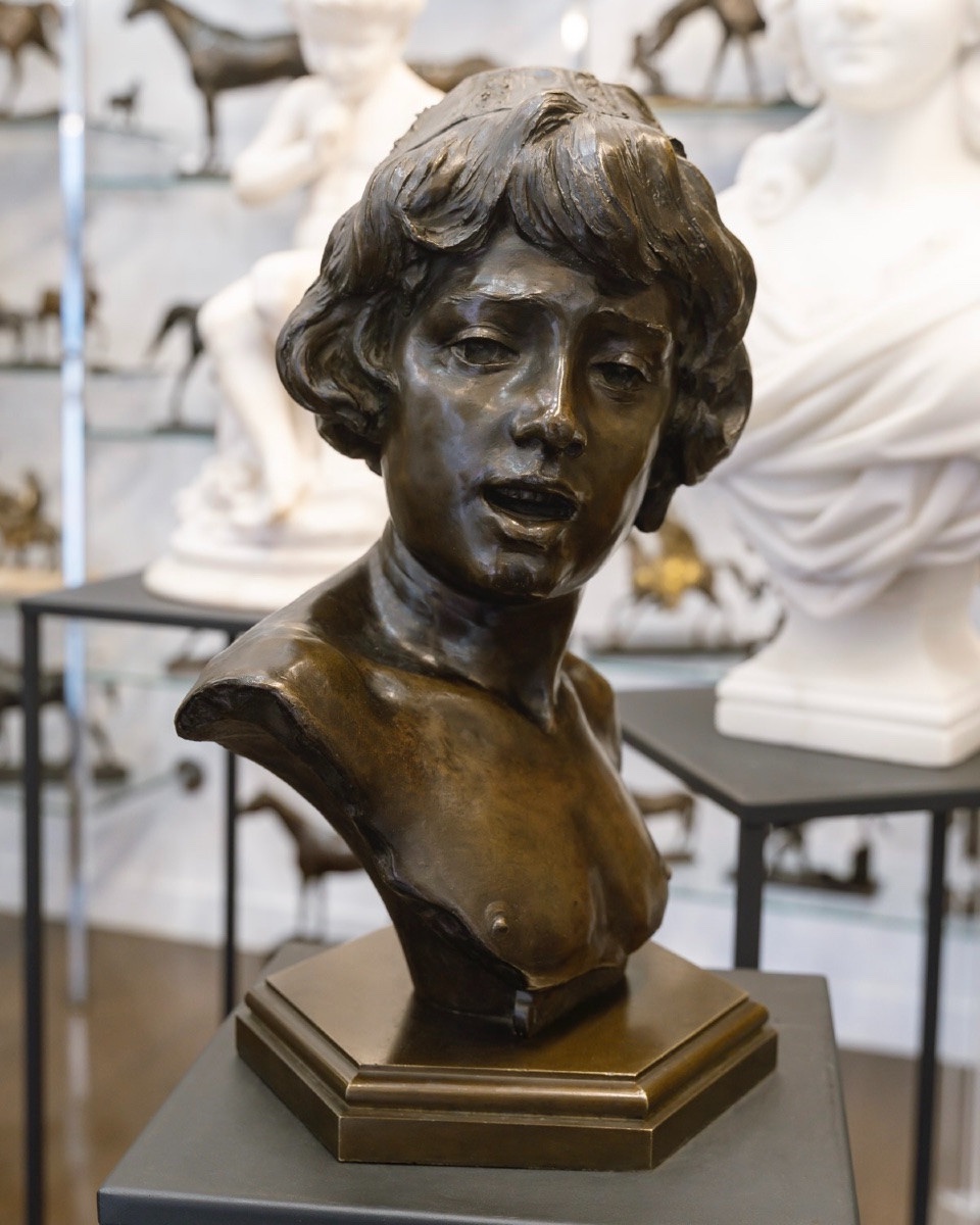 Sculpture - The Florentine Singer , Alphonse Van Beurden (1854 -1938) - Bronze-photo-3