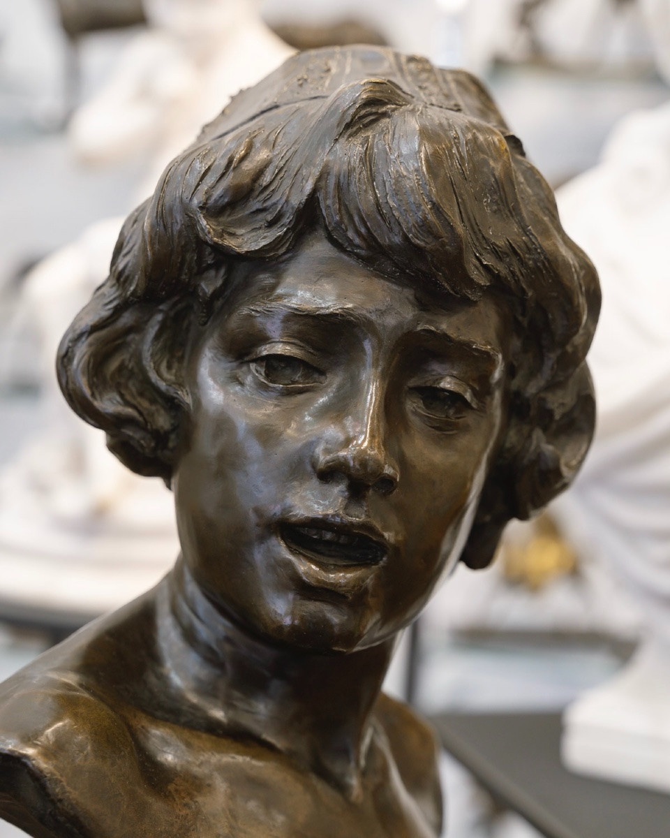 Sculpture - The Florentine Singer , Alphonse Van Beurden (1854 -1938) - Bronze-photo-4