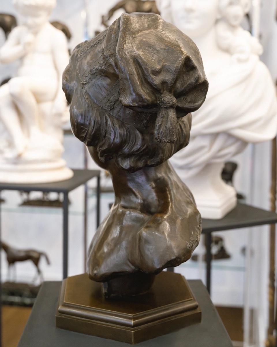 Sculpture - The Florentine Singer , Alphonse Van Beurden (1854 -1938) - Bronze-photo-2