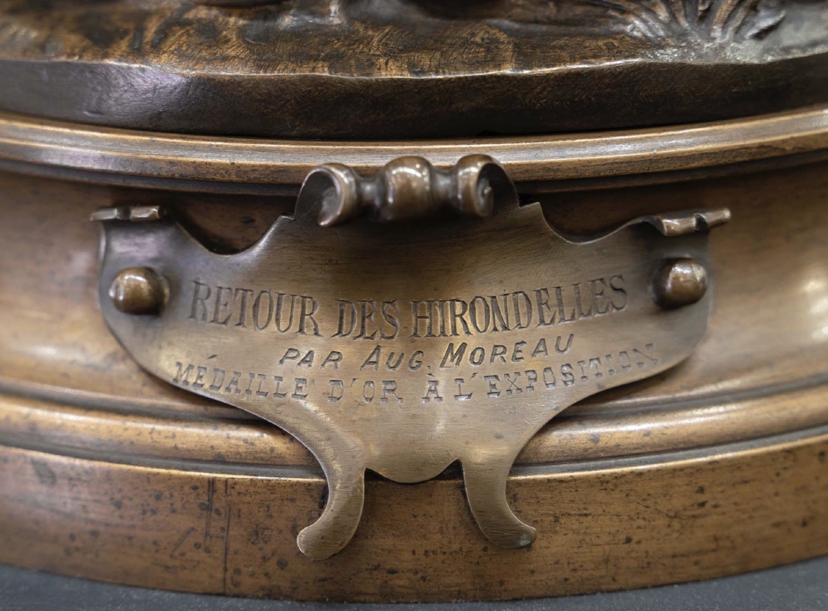 SCULPTURE - LE RETOUR DES HIRONDELLES , AUGUSTE MOREAU (1834-1917) - BRONZE-photo-6