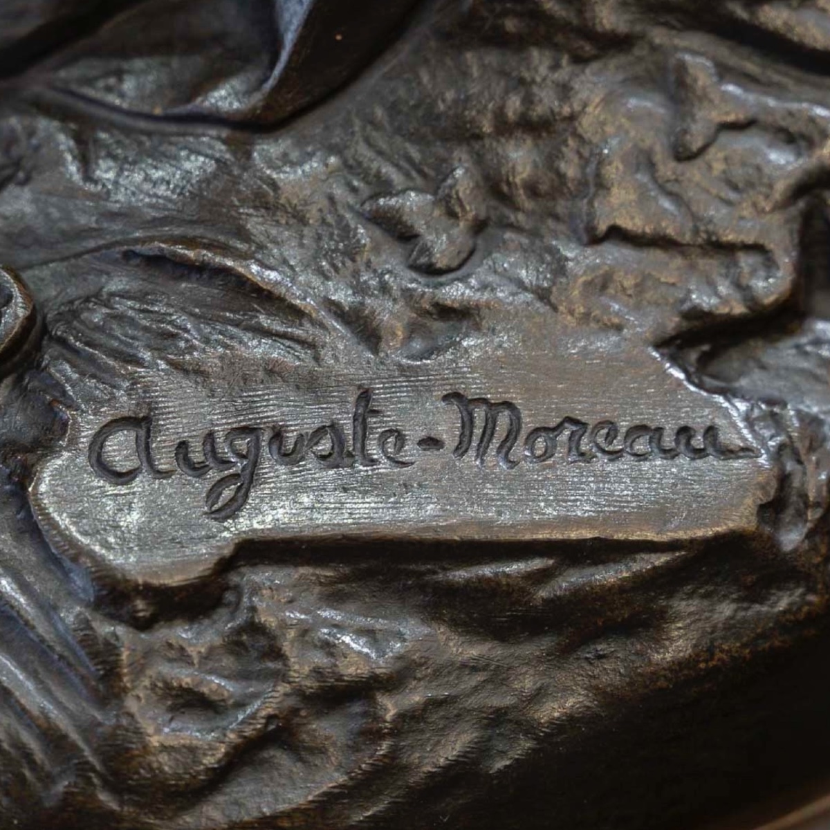 SCULPTURE - LE RETOUR DES HIRONDELLES , AUGUSTE MOREAU (1834-1917) - BRONZE-photo-8