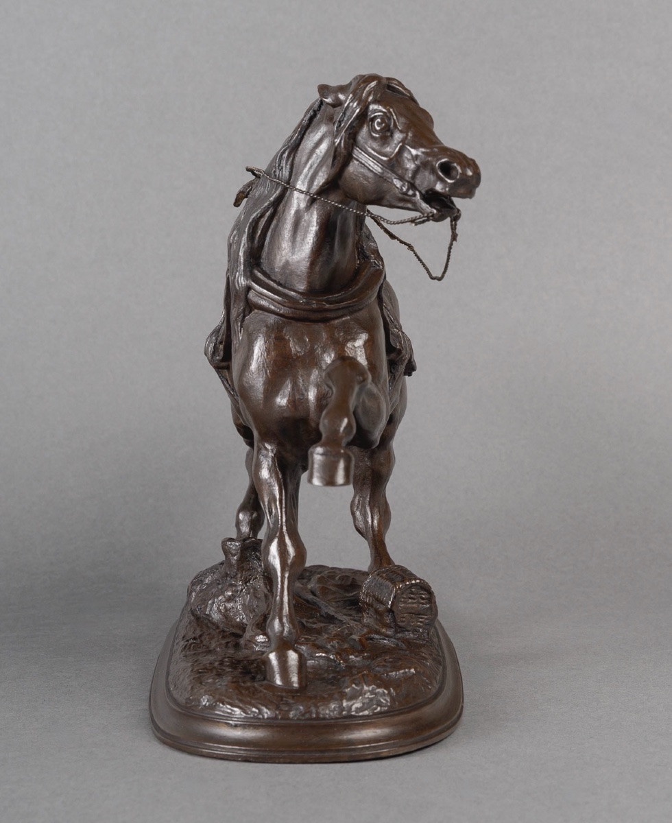 SCULPTURE - LE CHEVAL PERCHERON , PIERRE LENORDEZ (1815 - 1892) - BRONZE-photo-3