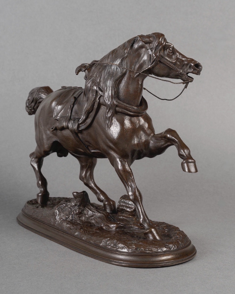 SCULPTURE - LE CHEVAL PERCHERON , PIERRE LENORDEZ (1815 - 1892) - BRONZE-photo-4