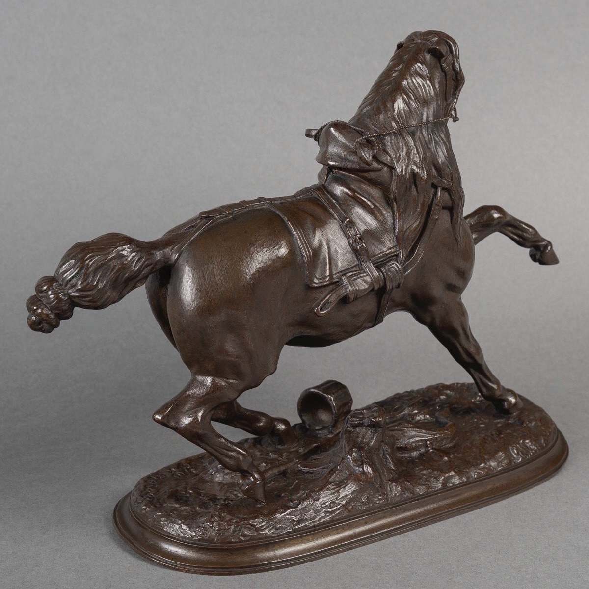 SCULPTURE - LE CHEVAL PERCHERON , PIERRE LENORDEZ (1815 - 1892) - BRONZE-photo-2