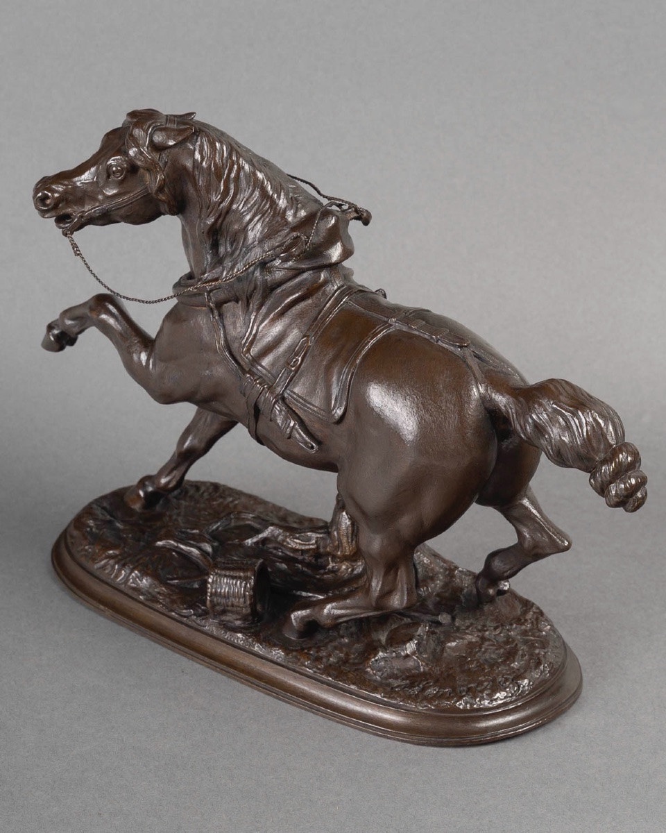 SCULPTURE - LE CHEVAL PERCHERON , PIERRE LENORDEZ (1815 - 1892) - BRONZE-photo-3