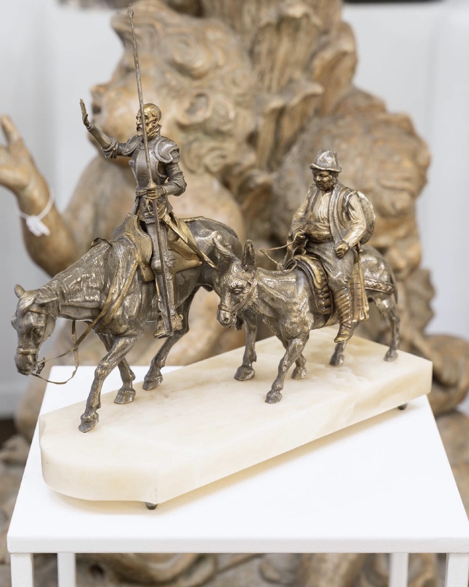 Sculpture - Don Quixote And Sancho Panza , Zumel F. Martinez De Luis (1898-1974) - Bronze-photo-2
