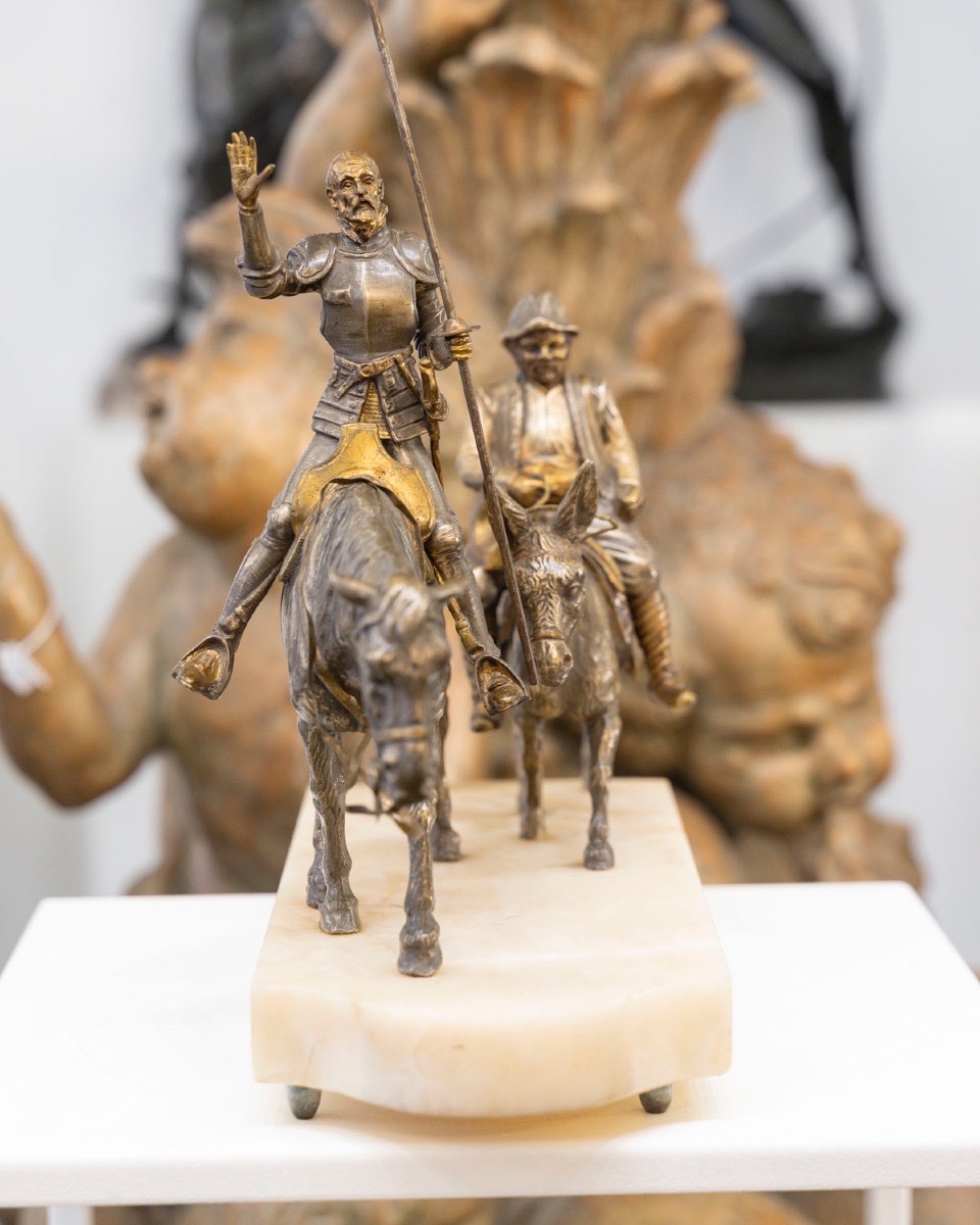 Sculpture - Don Quixote And Sancho Panza , Zumel F. Martinez De Luis (1898-1974) - Bronze-photo-3