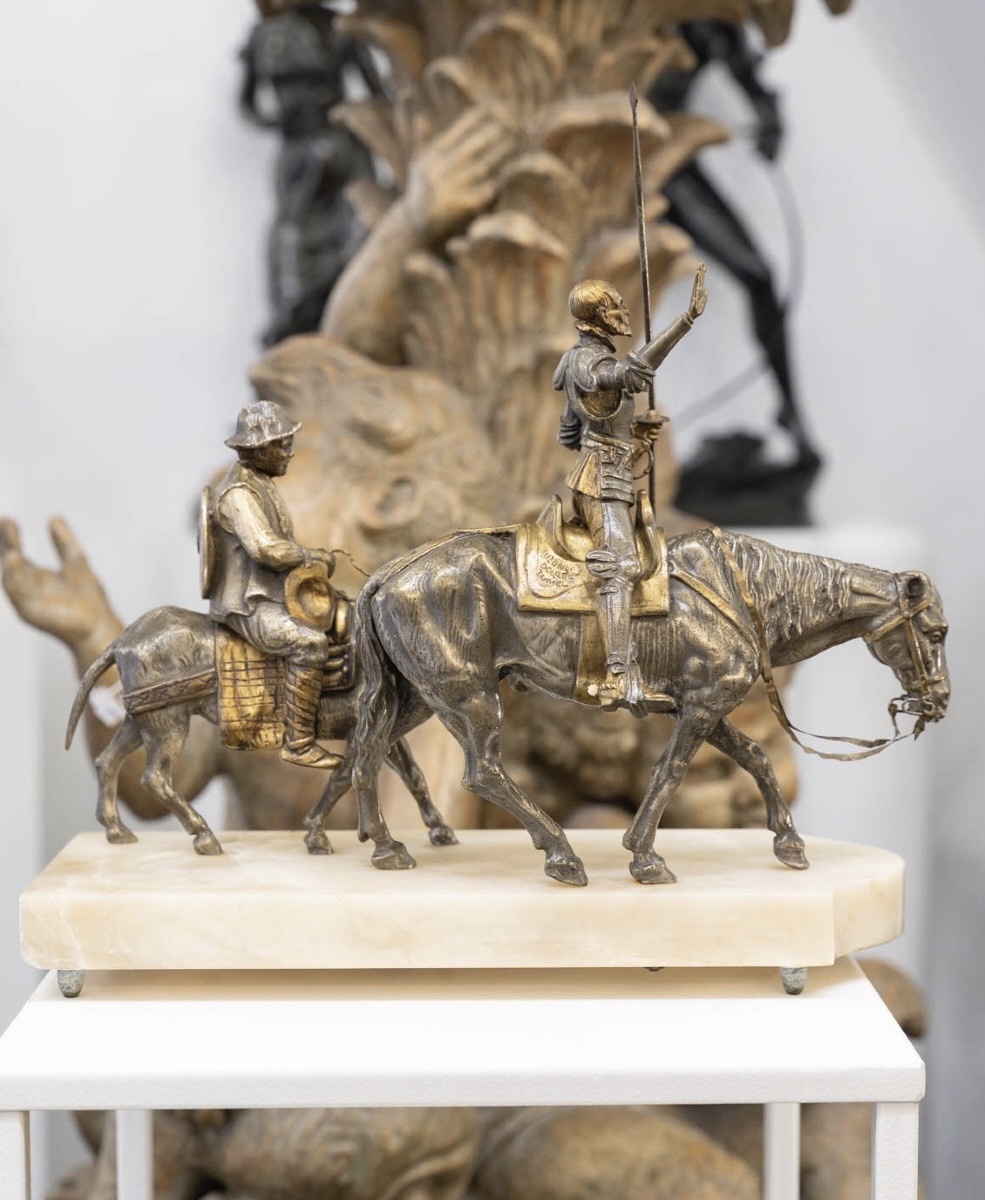 Sculpture - Don Quixote And Sancho Panza , Zumel F. Martinez De Luis (1898-1974) - Bronze-photo-4