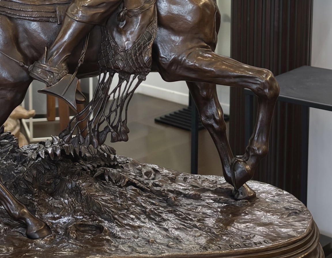 SCULPTURE - FAUCONNIER ARABE À CHEVAL , PIERRE-JULES MÊNE (1810-1879) - BRONZE-photo-8