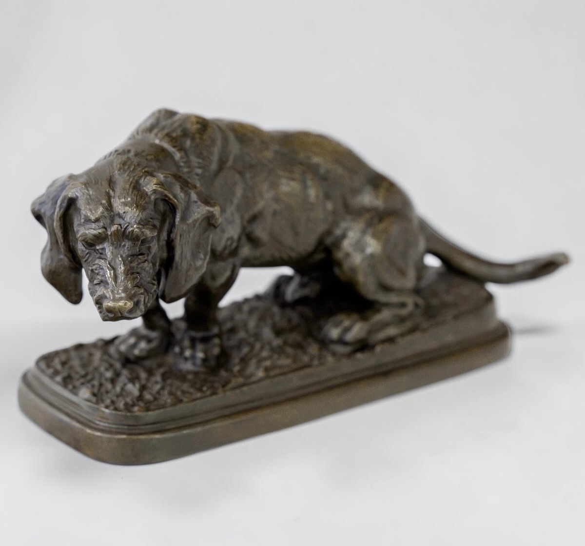Sculpture - The Seated Basset , Antoine-louis Barye (1795–1875) - Bronze-photo-2