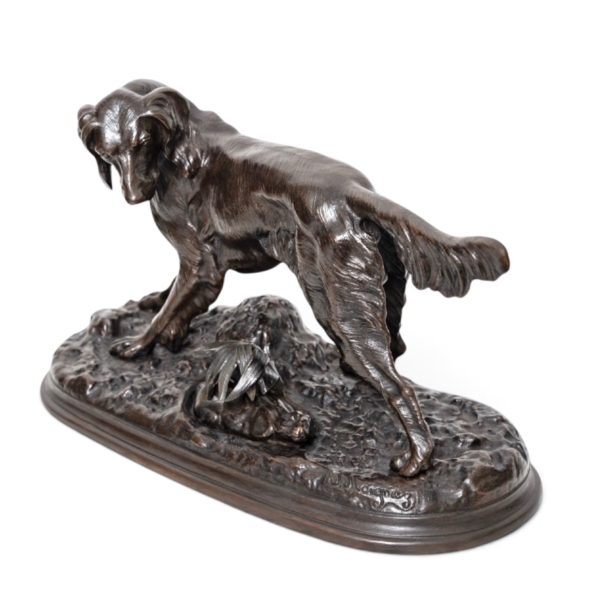 Sculpture - Setter Au Lapin , Jules Moigniez (1835-1894) - Bronze-photo-2