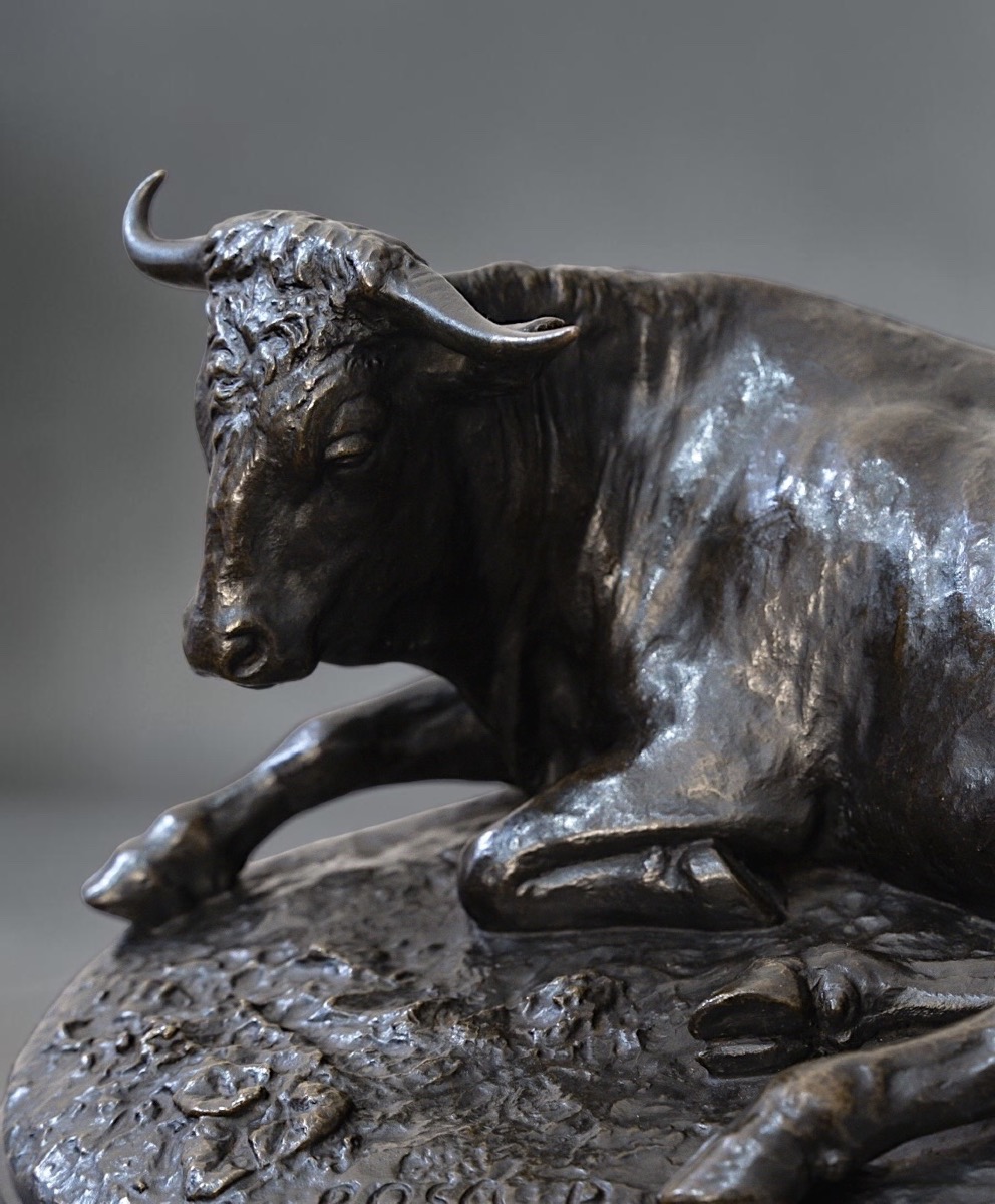 SCULPTURE - LE TAUREAU COUCHÉ , ROSA BONHEUR (1822-1899) - BRONZE-photo-4