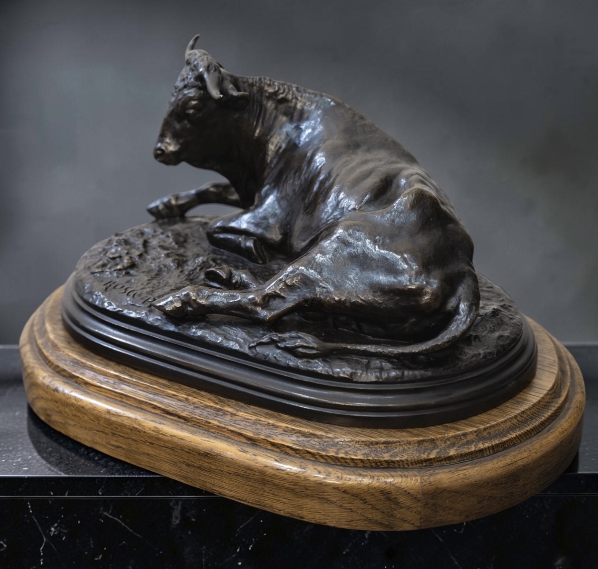SCULPTURE - LE TAUREAU COUCHÉ , ROSA BONHEUR (1822-1899) - BRONZE-photo-1