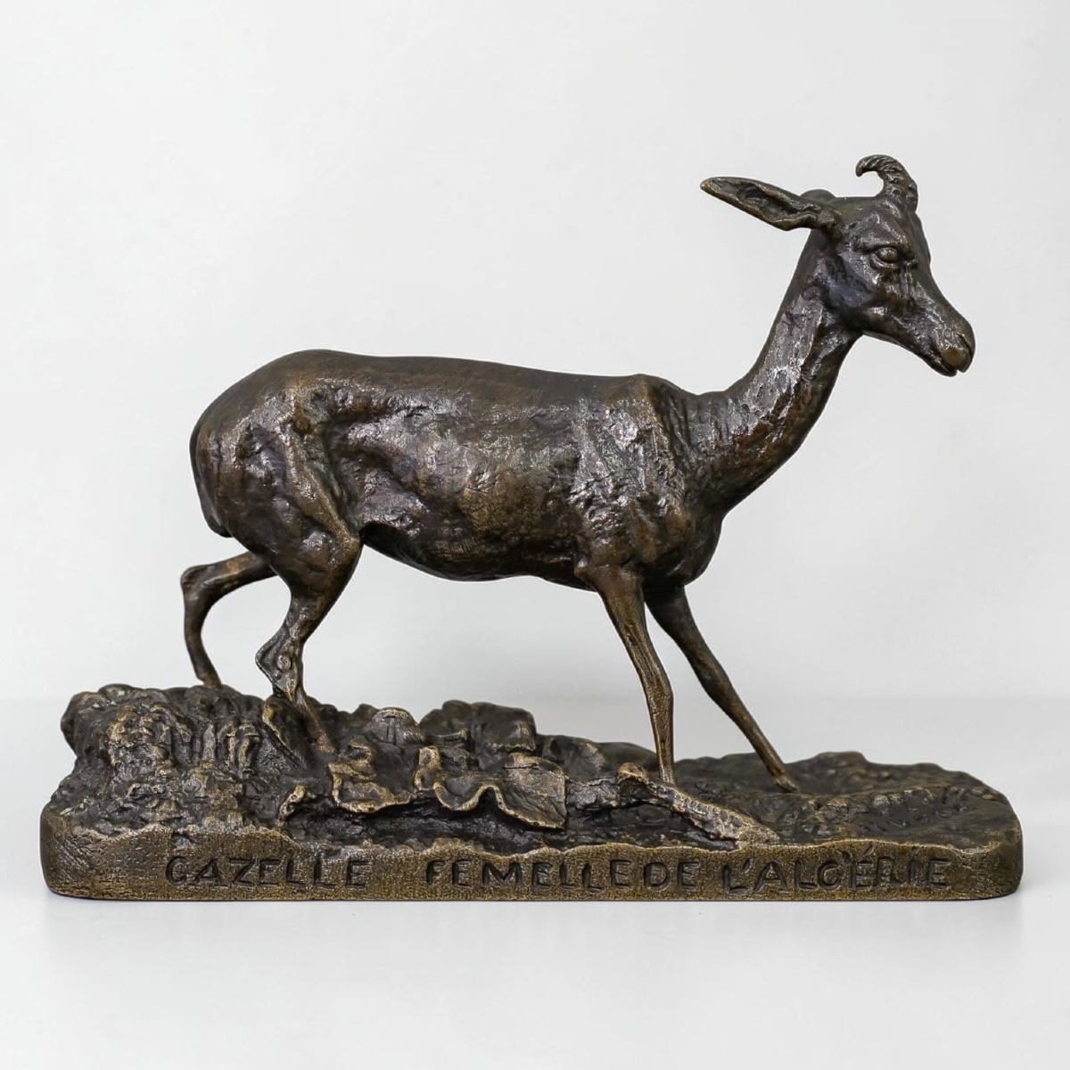 Sculpture - Female Algerian Gazelle , Pierre - Jules Mêne (1810–1879) - Bronze