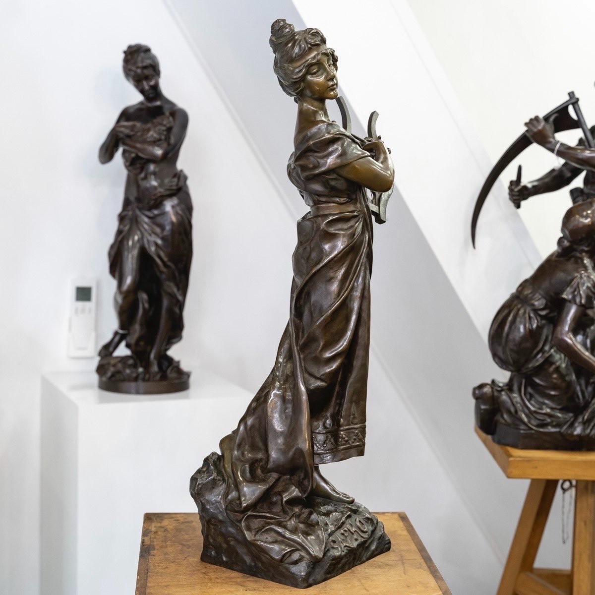 SCULPTURE - "SAPHO" , EMMANUEL VILLANIS (1858-1914) - BRONZE-photo-4
