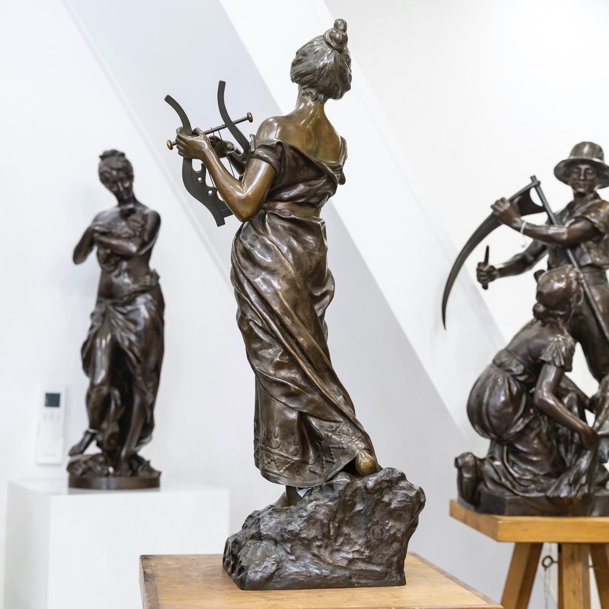 SCULPTURE - "SAPHO" , EMMANUEL VILLANIS (1858-1914) - BRONZE-photo-1