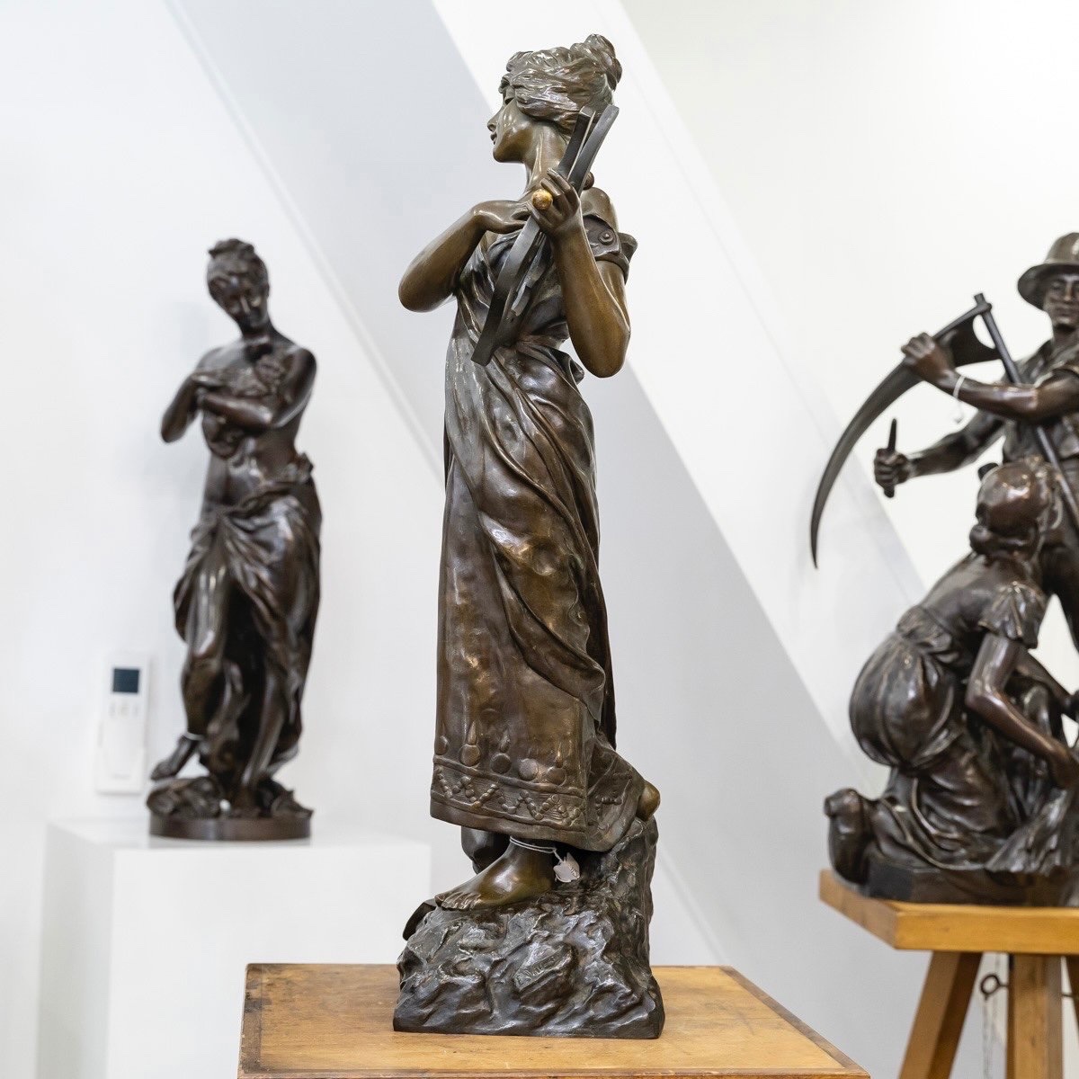 SCULPTURE - "SAPHO" , EMMANUEL VILLANIS (1858-1914) - BRONZE-photo-2