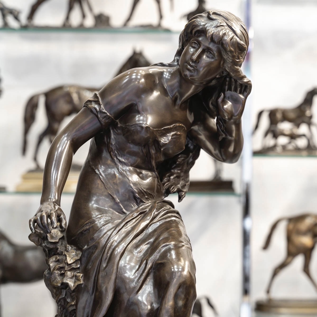SCULPTURE - L'ÉCOUTE , MATHURIN MOREAU (1822-1912) - BRONZE-photo-2