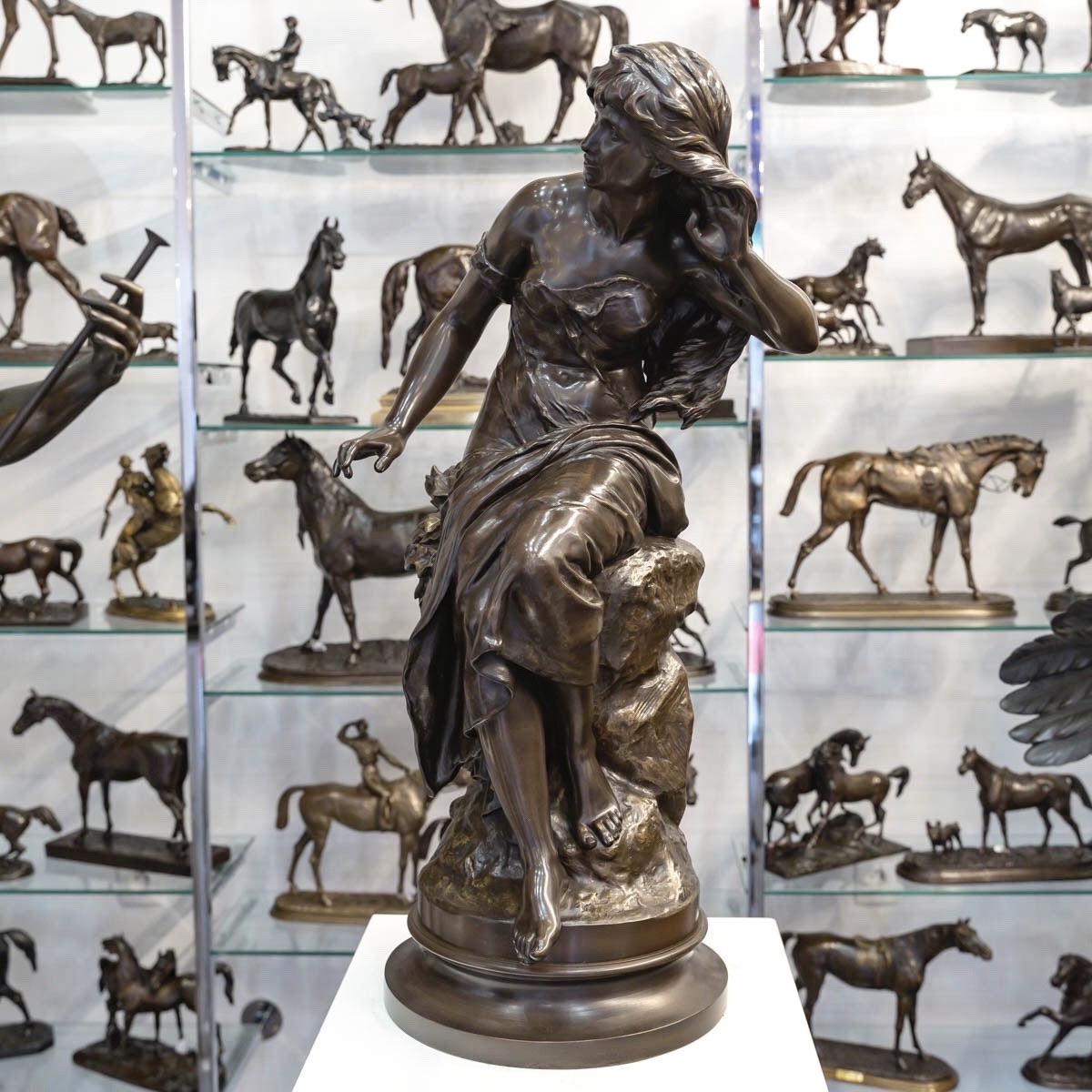 SCULPTURE - L'ÉCOUTE , MATHURIN MOREAU (1822-1912) - BRONZE-photo-3