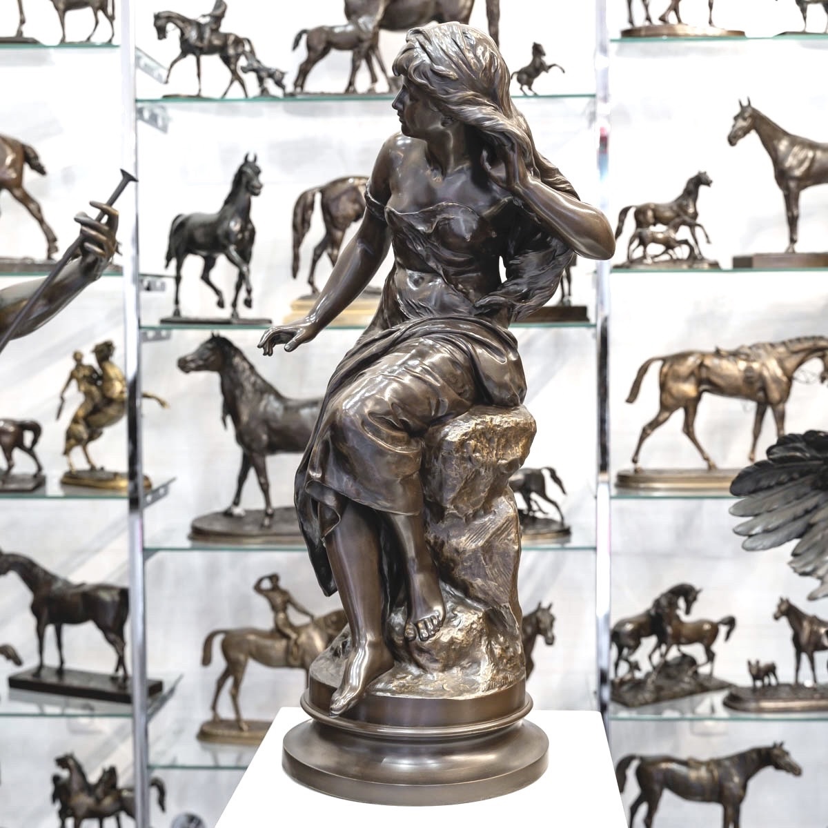 SCULPTURE - L'ÉCOUTE , MATHURIN MOREAU (1822-1912) - BRONZE-photo-4