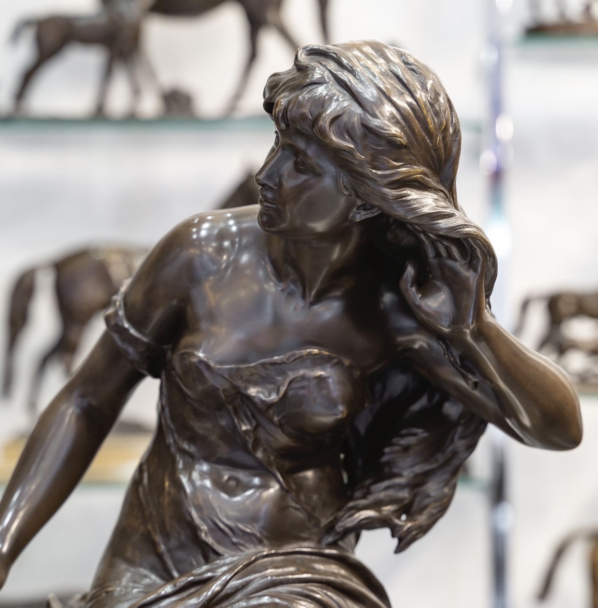SCULPTURE - L'ÉCOUTE , MATHURIN MOREAU (1822-1912) - BRONZE-photo-1