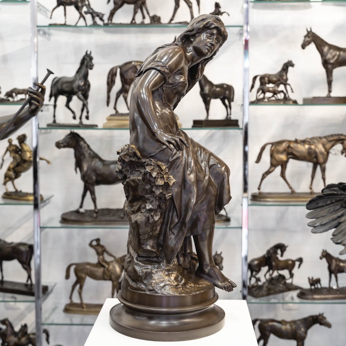 SCULPTURE - L'ÉCOUTE , MATHURIN MOREAU (1822-1912) - BRONZE-photo-3