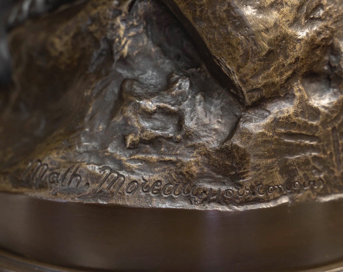 SCULPTURE - L'ÉCOUTE , MATHURIN MOREAU (1822-1912) - BRONZE-photo-4