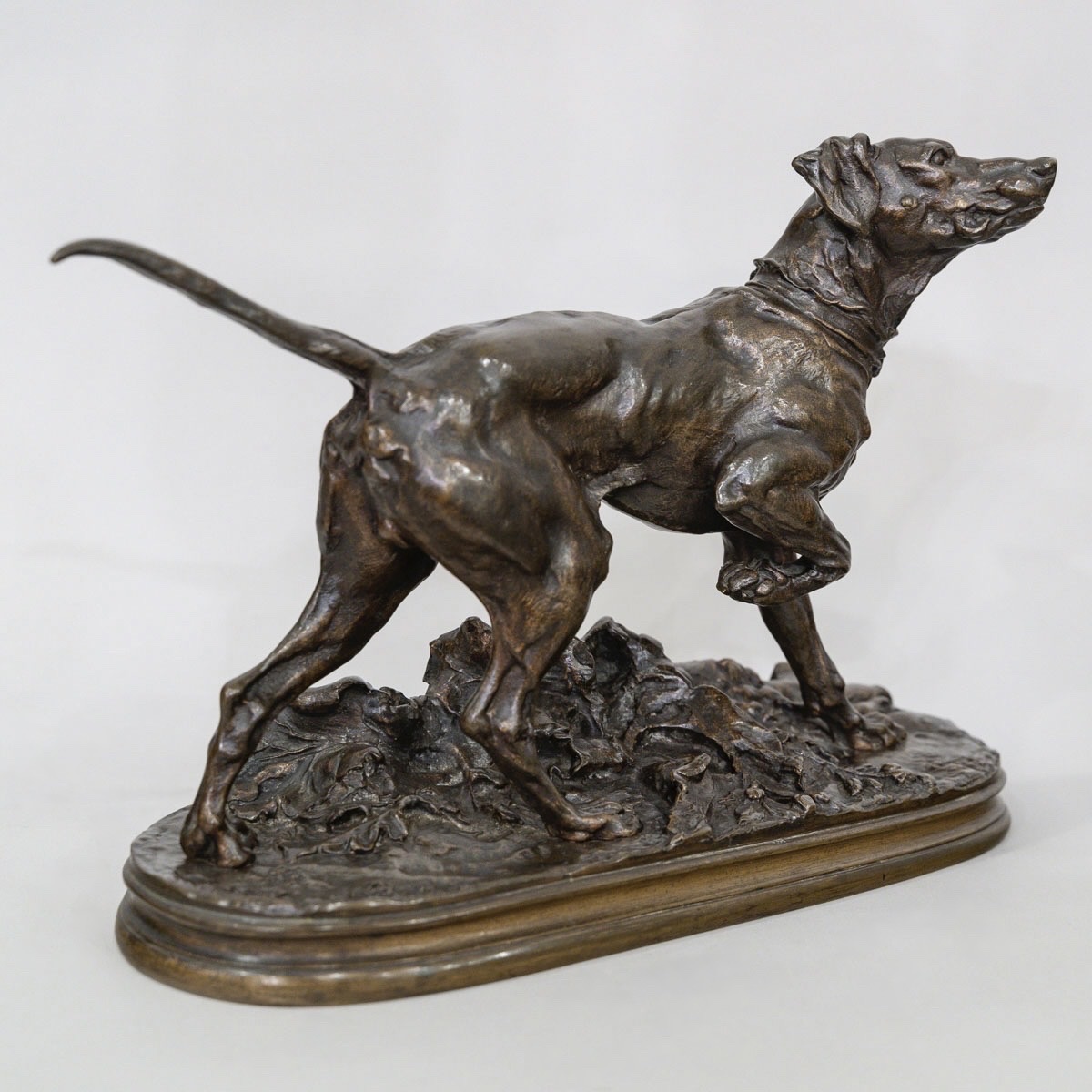 SCULPTURE - MARLY , LE CHIEN BRAQUE PAR PIERRE - JULES MÊNE (1810-1879) - BRONZE-photo-2