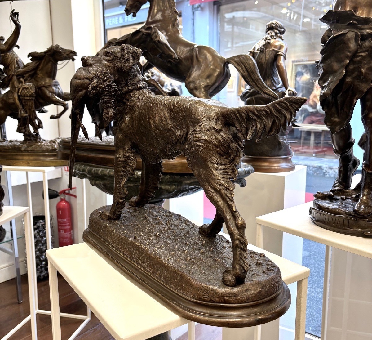 Sculpture - Chien Setter Au Gibier , Jules Moigniez (1835-1894) - Bronze -photo-1