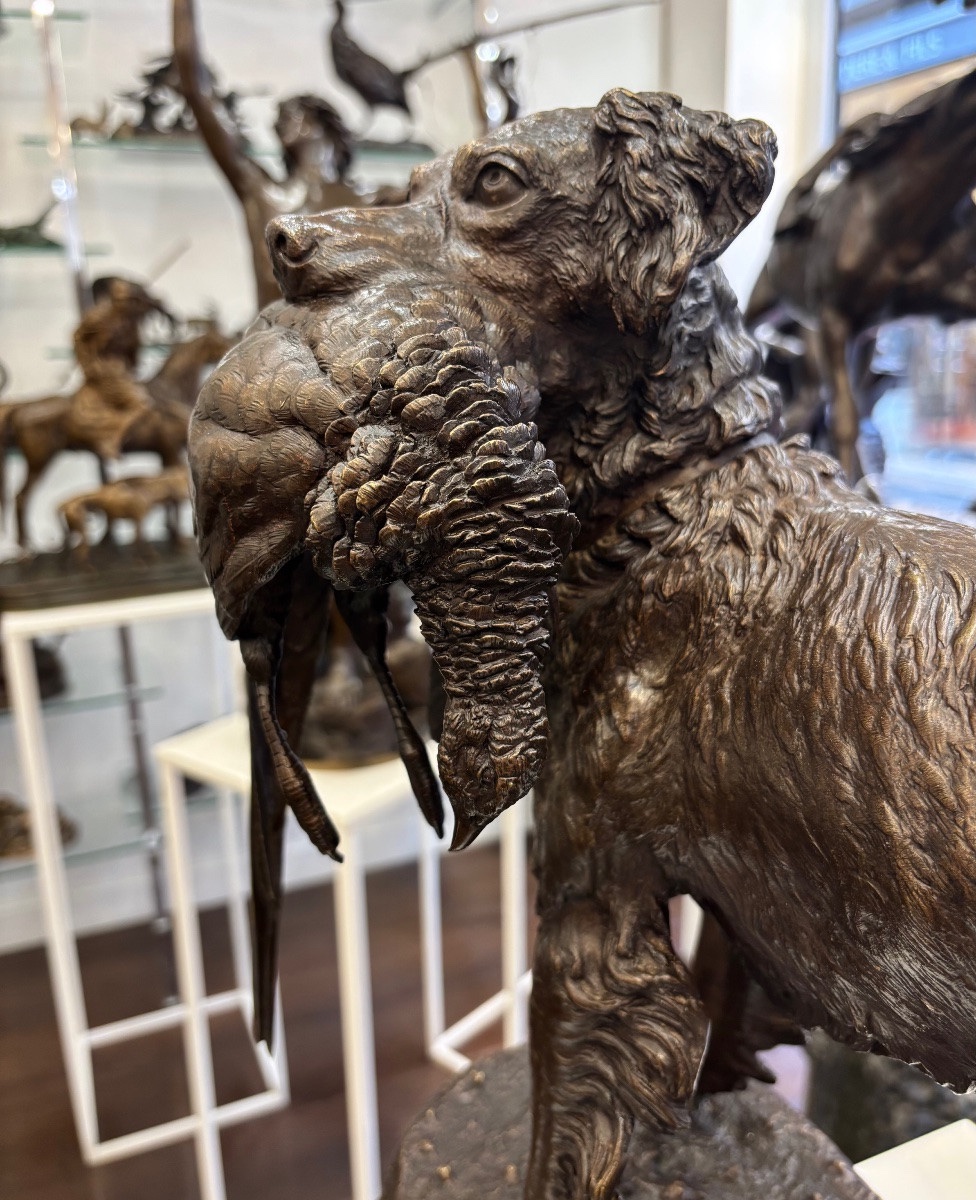 Sculpture - Chien Setter Au Gibier , Jules Moigniez (1835-1894) - Bronze -photo-3