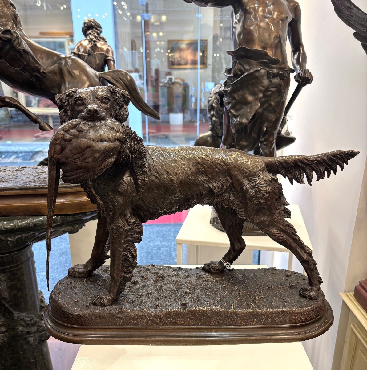 Sculpture - Chien Setter Au Gibier , Jules Moigniez (1835-1894) - Bronze 