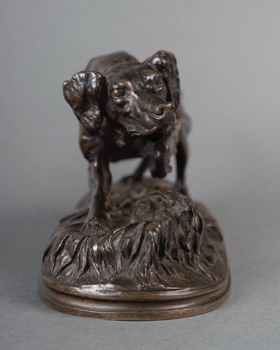 Sculpture - Sultan , Le Chien Épagneul  Par Pierre - Jules Mêne (1810-1879) - Bronze  -photo-3