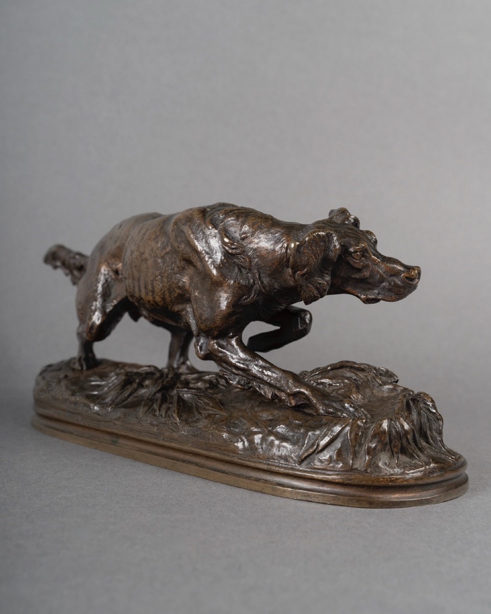 Sculpture - Sultan , Le Chien Épagneul  Par Pierre - Jules Mêne (1810-1879) - Bronze  -photo-1