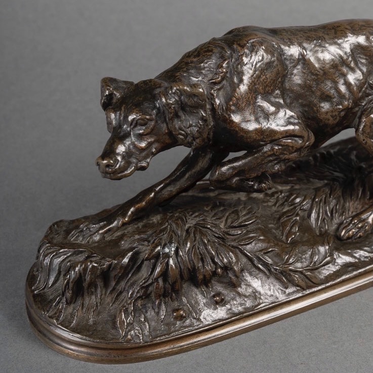 Sculpture - Sultan , Le Chien Épagneul  Par Pierre - Jules Mêne (1810-1879) - Bronze  -photo-2
