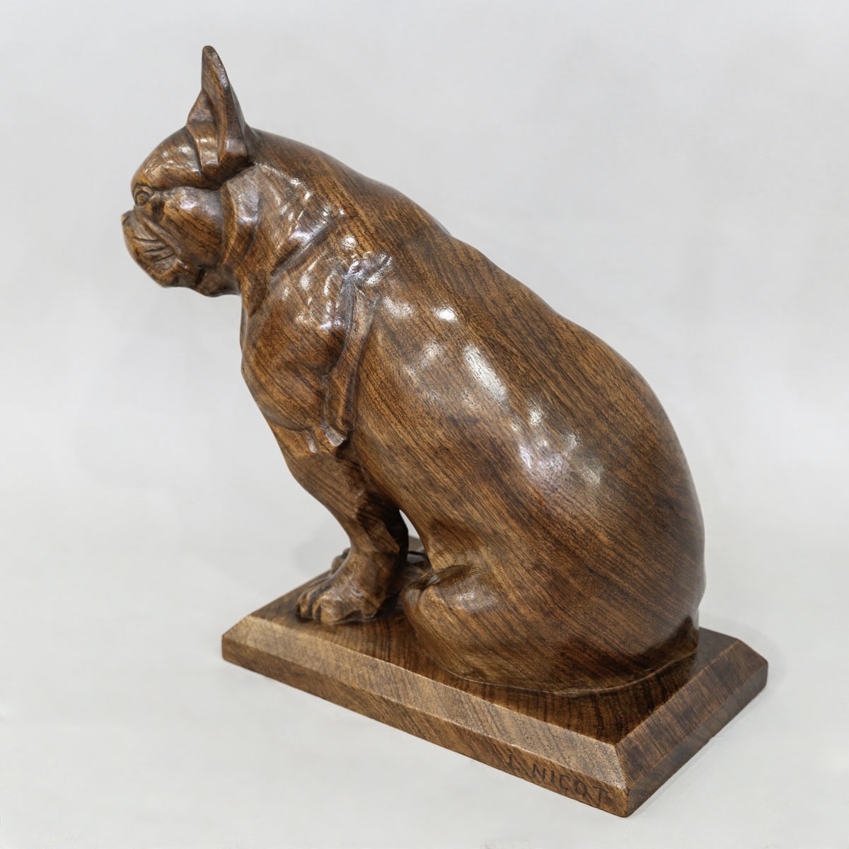 Sculpture - Le Bouledogue , Louis Henri Nicot (1878-1944) - Bois D’ Acajou-photo-4